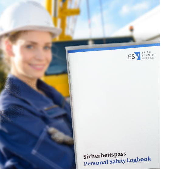 Deckblatt des Passes vor unscharfer Baustellensituation